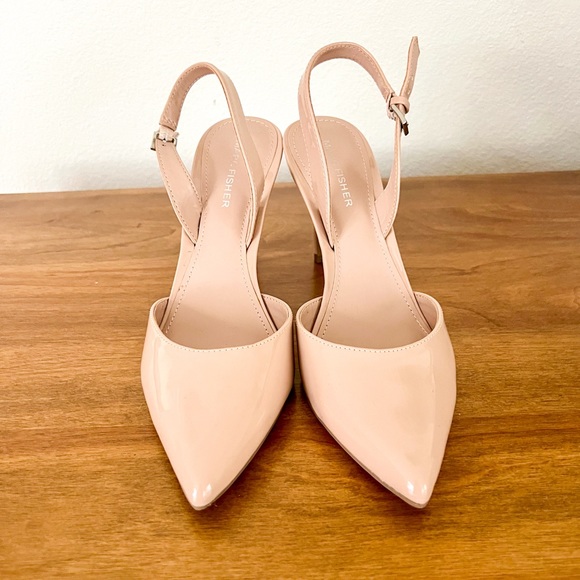 ‼️SALE‼️ NWOT Marc Fisher Davon Pointy Toe Sling-Back Pump Heels Nude Patent - Picture 4 of 10